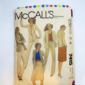 Vintage 1981 McCall&#39;s Sewing Pattern 7415: Jacket, Skirt & Pants - Bust 38 UNCUT