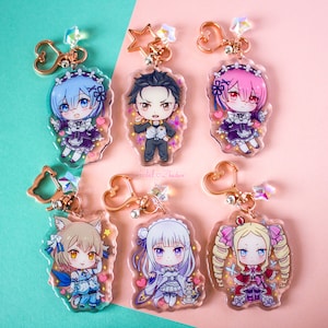 Re:Zero glitter epoxy Acrylic Keychains
