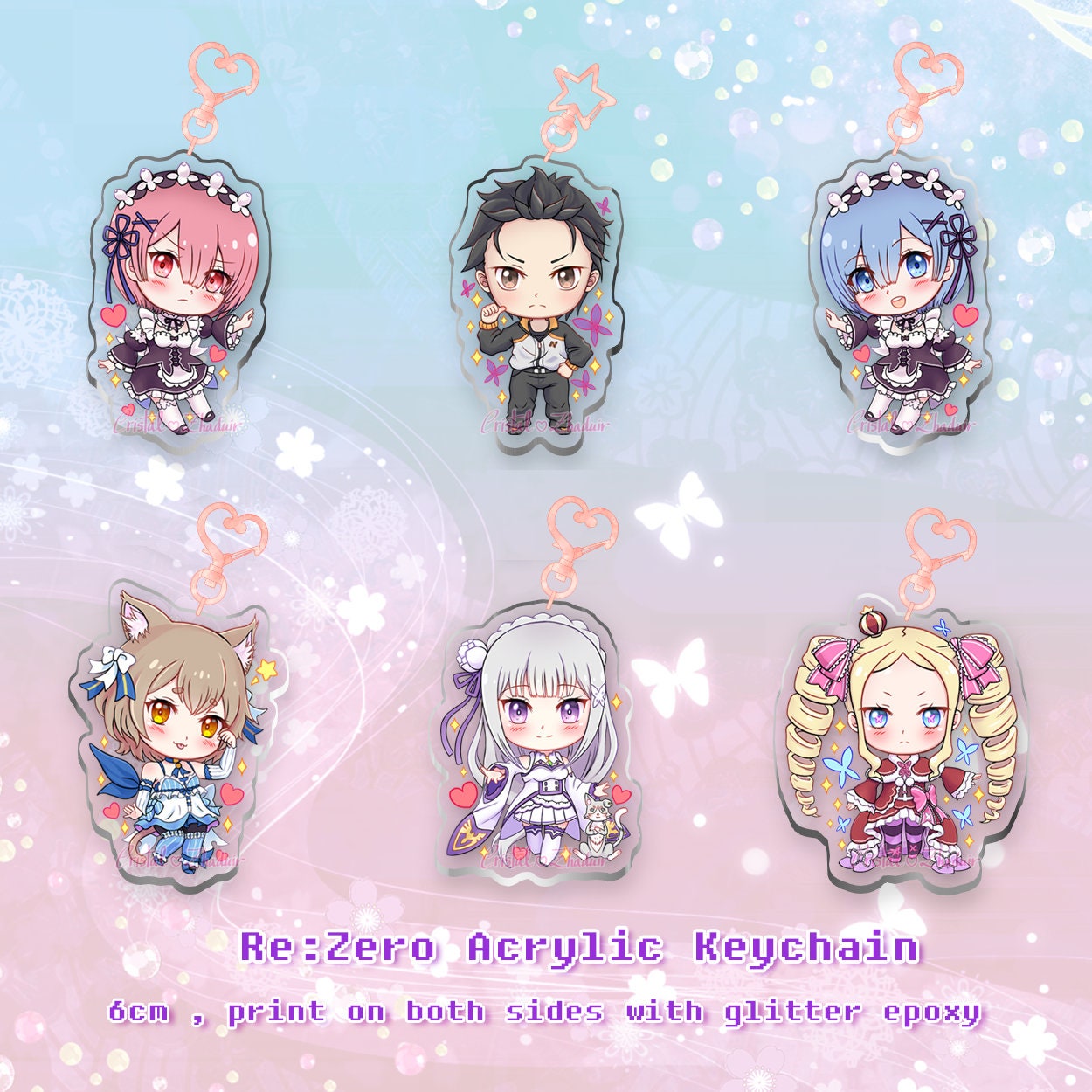 Re zero Glitter Epoxy Acrylic Keychains Etsy