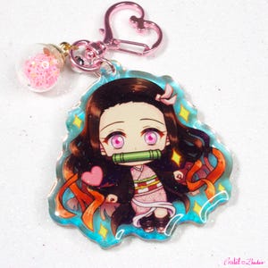 Nezuko - Kimetsu no Yaiba - Acrylic epoxy glitter + holographic keychain.