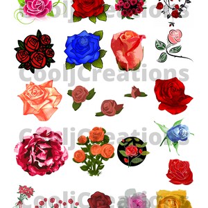 Cliparty z różami, obrazy z różami, ikony z różami, obrazy z różami do scrapbookingu, dzienników, pamiętników, kartek i plakatów, natychmiastowe pobieranie