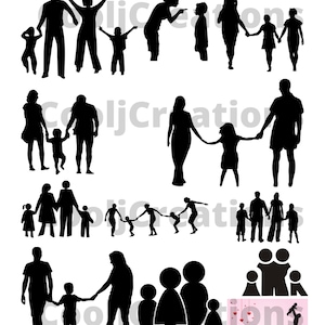 Family Black & White Images, Family Silhouettes, Family Clipart for Scrapbooking, Journaling, Crafts and Card Making, Instant Download