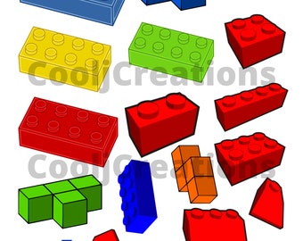 Building Blocks Clip Art, Building Blocks Images, Block Icons for Scrapbooking, Journals, Diaries, Crafts, Card Making, Instant Download