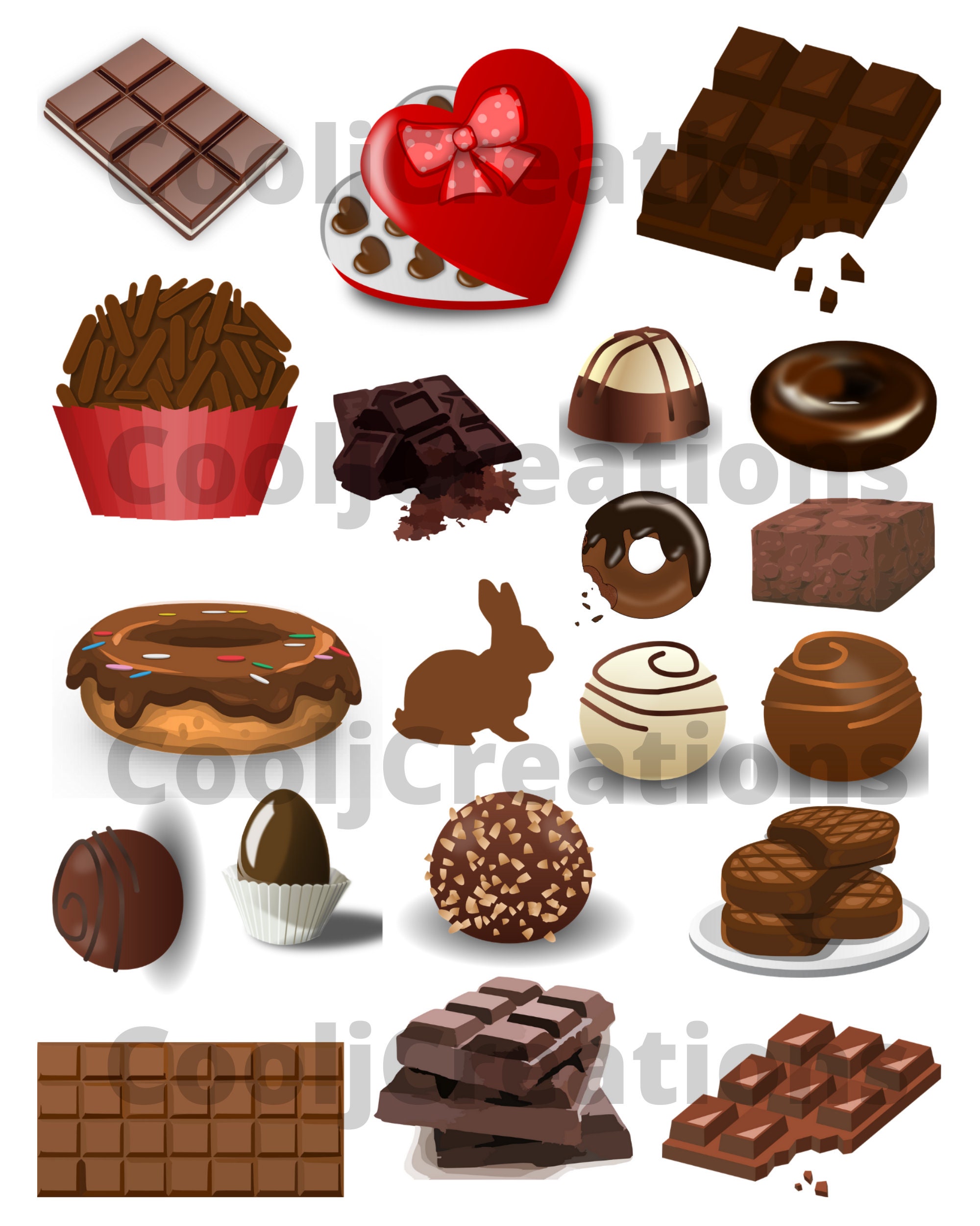 Chocolate Clip Art, Chocolate Collage, Scrapbook Chocolate Icons ...