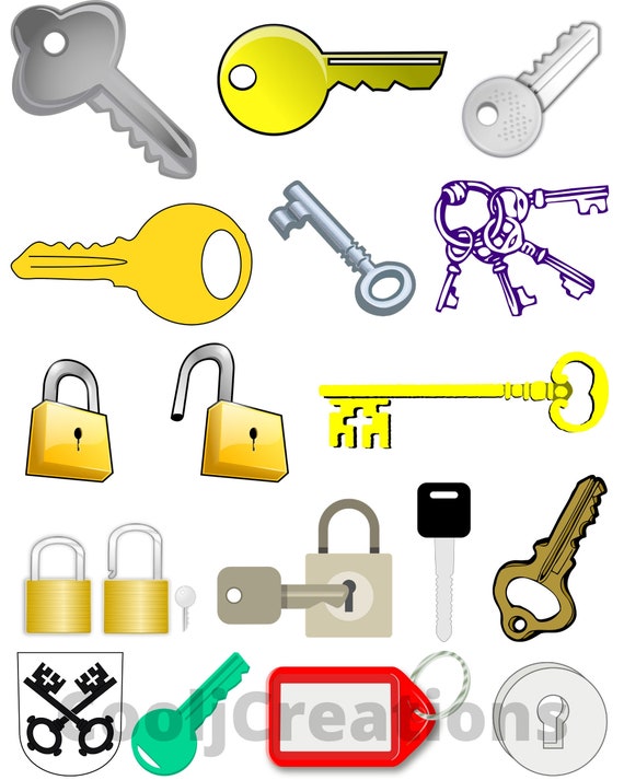 Keys Clip Art, Key Images, Key Icons for Scrapbooking, Card Making