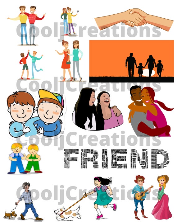 group of boy friends clipart