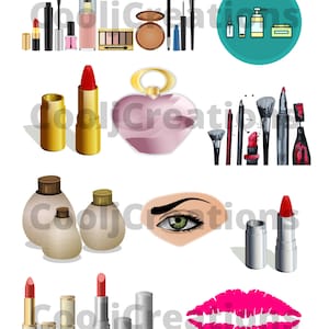 Makeup Clip Art, Cosmetics Clip Art, Makeup Digital Pictures, Cosmetics Collage, Digital Download