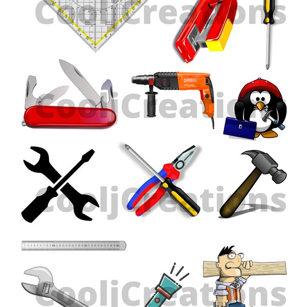 Tools Clipart, Tool Images, Tool Icons for Scrapbooking, Journaling, Diaries, Crafts and Card Making, Instant Download