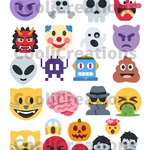 Halloween Emojis, Emoji Clip Art, Scary Emojis, Funny Emojis, Emoji Icons, Emoji Digital Images, Scrapbooking Emojis, Instant Download