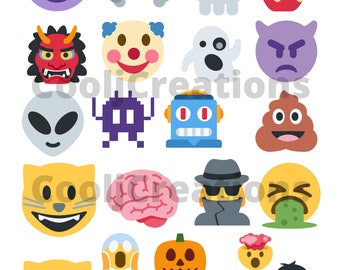 Halloween Emojis Emoji Clip Art Scary Emojis Funny Emojis - Etsy