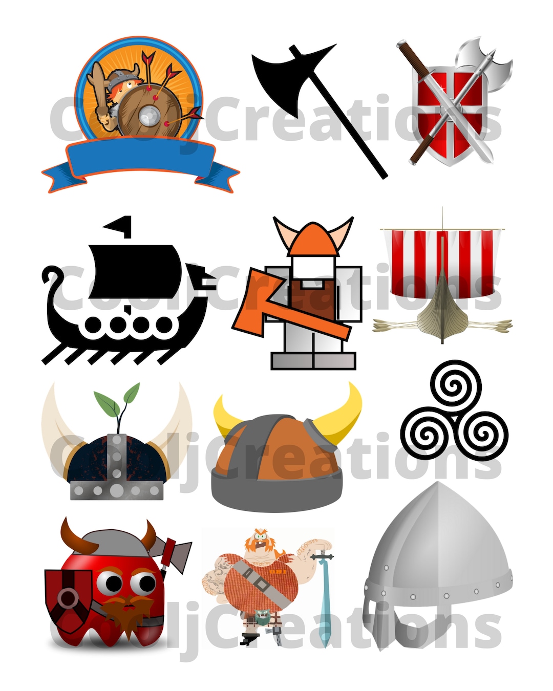 Vikings Clip Art, Viking Images, Viking Icons for Scrapbooking and