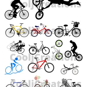 ClipArt di biciclette, immagini digitali di biciclette, icone di biciclette, download istantaneo
