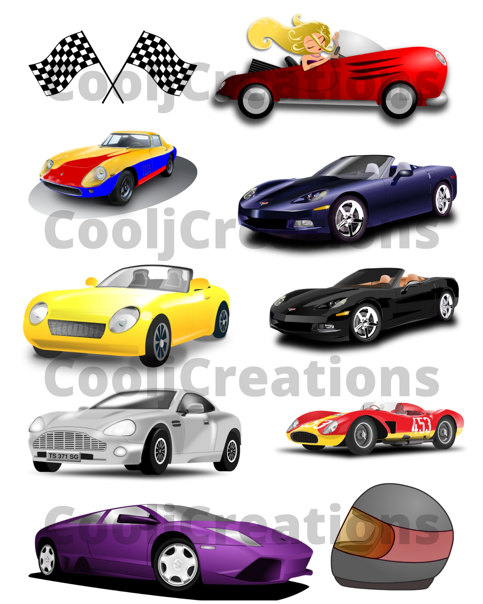 Sports Cars Clipart, Fast Cars Paper, Car Icons for Sports Cars Clipart, Fast Cars Paper, Car Icons for