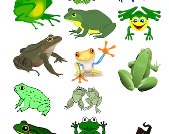 Frogs Clipart, Scrapbooking Frogs, Frogs for Arts and Crafts, Instant Download