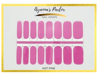 Hot Pink Nail Polish Strips: Solid Color Nail Wraps (16 Piece)