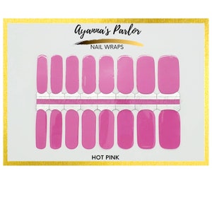 Nail Wraps | Hot Pink | Nail Wrap | 16 Piece Nail Polish Strips | Pink Nail Stickers