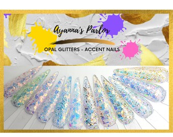 Opal Glitter Press On Accent Nails: Encapsulated Builder Gel Nails
