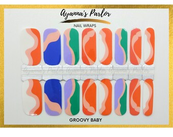 Abstract Swirl Nail Wraps: Groovy Psychedelic Polish Stickers