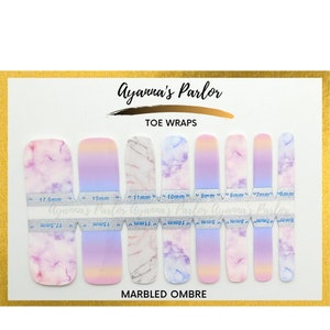 Toe Wraps | Marbled Ombre | Multi Color  | 16 Piece Toe Nail Polish Strips | 100% Nail Polish Stickers