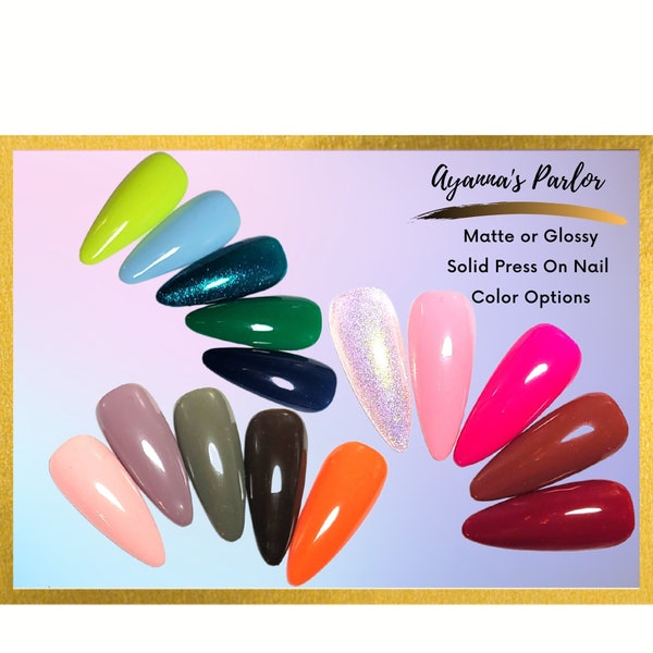 Solid Color Press on Nails | Gel Polish Press On Nails | Builder Gel Press On | Pick Your Nail Style | Matte Press On Nails | Stick On Nails