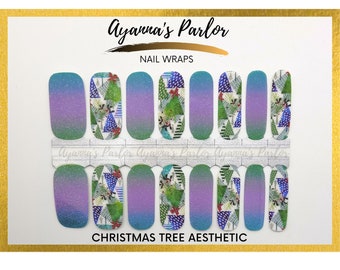 Christmas Nail Wraps, Christmas Tree Aesthetic, Nail Polish Strips, Holiday Designs, Christmas Nails