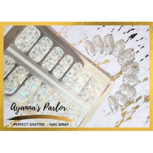 Nail Wraps | Perfect Shatter | Transparent Nail Wrap | 16 Piece Nail Polish Strips | Holographic | Iridescent Nail