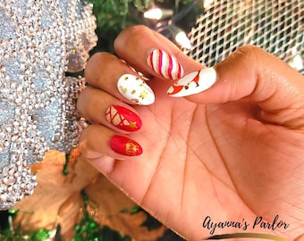 Christmas Nail Wraps | Holiday Cheer | 20 Piece Nail Polish Strips | Holiday Designs | Christmas Nails |