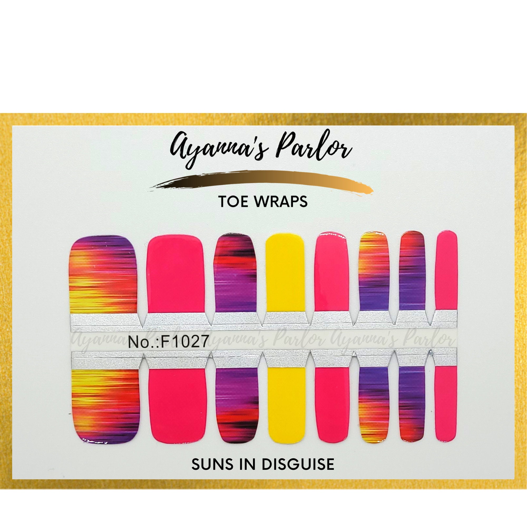 Toe Wraps | Multi Color | Suns In Disguise | 16 Piece Toe Nail Polish Strips | 100% Nail Polish Stickers