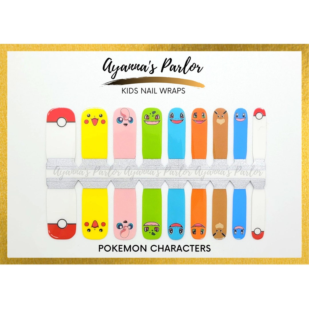 Pokémon Character Nail Wraps Kids Pokémon Nail Wraps Adult Pokémon Nail