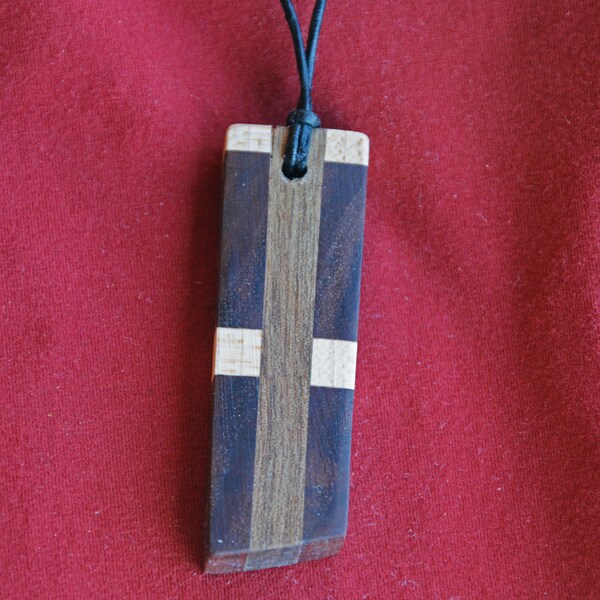 Maple, Myrtlewood and Walnut Hardwood Pendant #3527 Handcrafted and Made in Montana