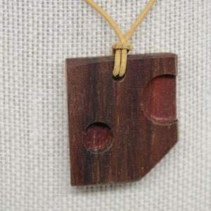 Handcrafted Hardwood Pendant- Walnut and Padauk- Montana Made- #4592