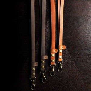 Leather Lanyard Keychain, Handmade Keychains, Minimalist Key Holder, Unique Key Organizer in Dark brown/Tan brown image 2