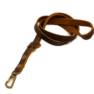 Leather Lanyard Keychain, Handmade Keychains, Minimalist Key Holder, Unique Key Organizer in Dark brown/Tan brown image 8