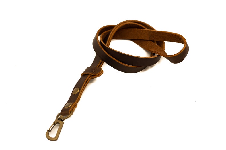 Leather Lanyard Keychain, Handmade Keychains, Minimalist Key Holder, Unique Key Organizer in Dark brown/Tan brown image 8