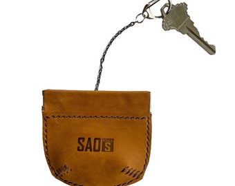 Bolsa para apretar monedas con llavero (3*3 pulgadas), monedero, bolsa, bolsa para monedas en marrón oscuro/marrón tostado