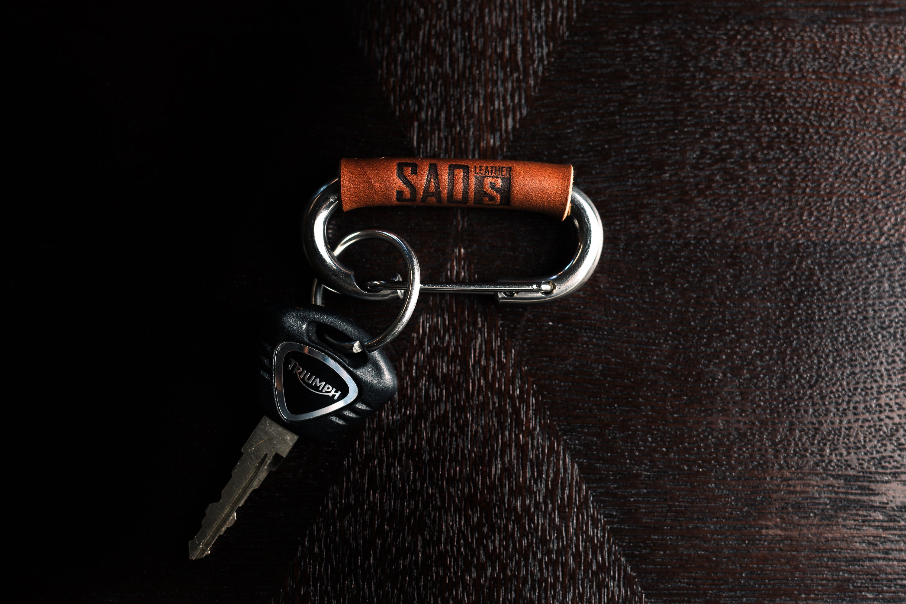 Key Chain - Leather Carabiner, Distressed Brown - Salty Dog T-Shirt Factory