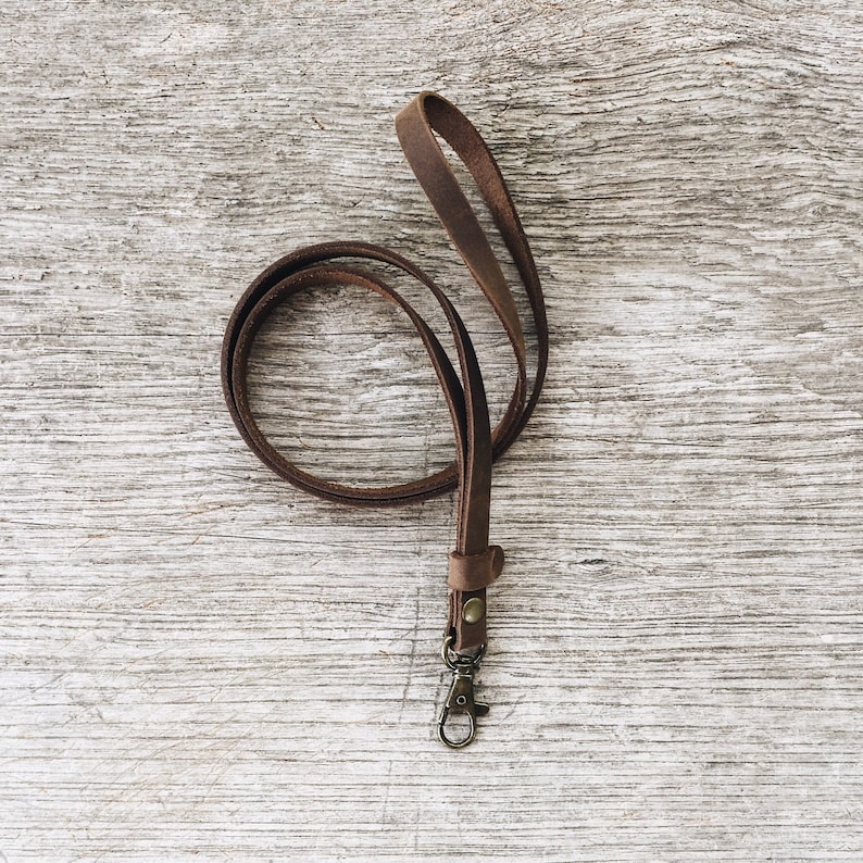 Leather Lanyard Keychain, Handmade Keychains, Minimalist Key Holder, Unique Key Organizer in Dark brown/Tan brown Dark Brown