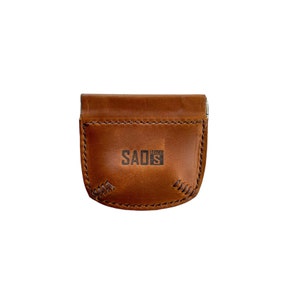 Squeeze Coins Pouch with NO Keychain (3*3inches), Coin purse, Pouch, Pouch for coins in Dark brown/Tan brown