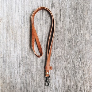 Leather Lanyard Keychain, Handmade Keychains, Minimalist Key Holder, Unique Key Organizer in Dark brown/Tan brown image 6