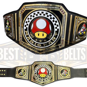 Mario Kart Championship Belt – Custom Gamer Trophy Title– Luigi & Mario Gift – Mario Kart 8 Deluxe – Tournament Prize – Nintendo Belt