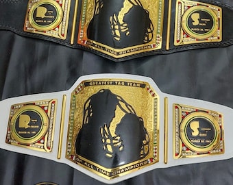 Personalized Tag Team Championship Belts, Couple Portrait, Wedding Gift