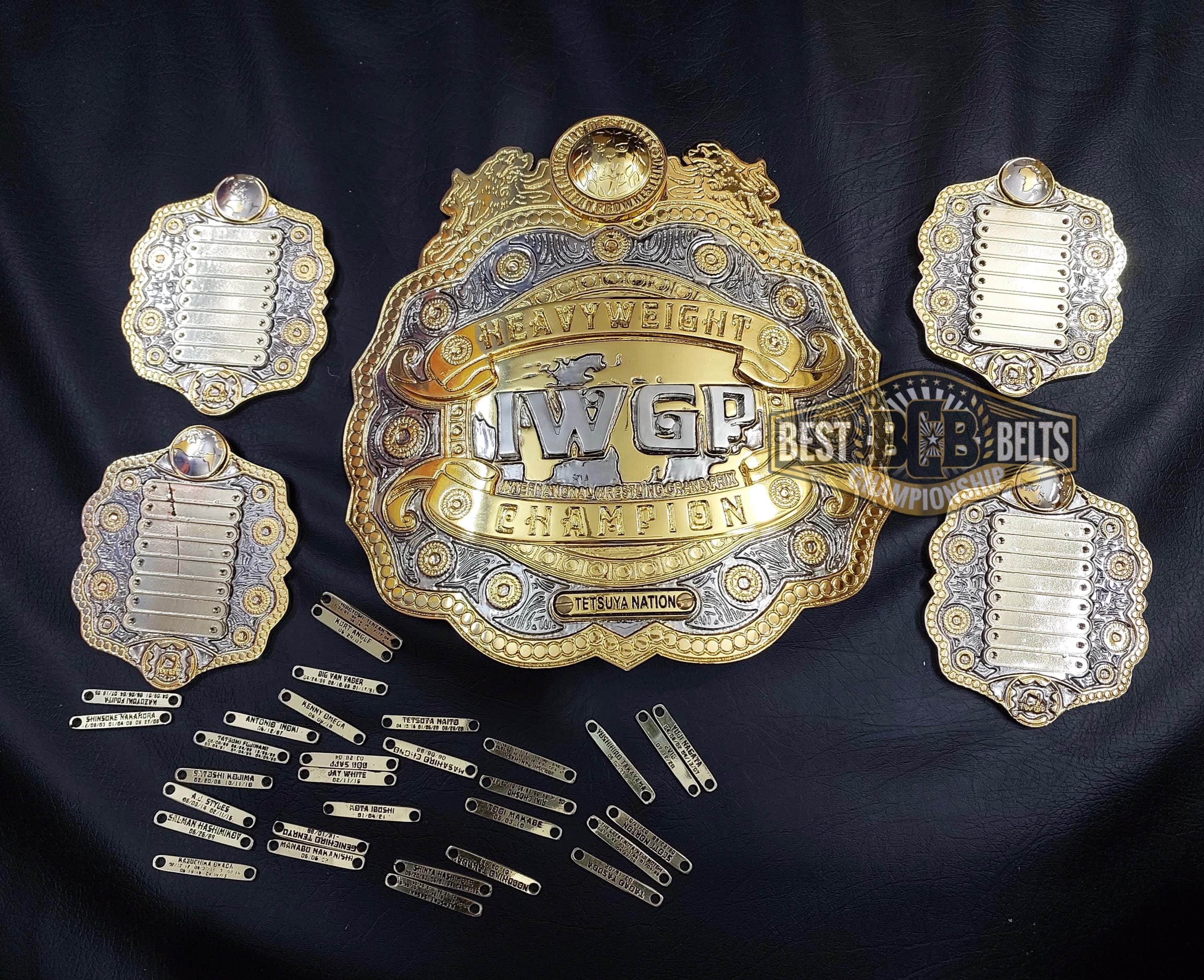 IWGPヘビー級王座レプリカベルト、フルスタックプレート、24金スイス