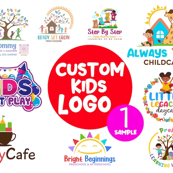 Custom Children logo - Play Zone Logo - Kindergarten Logo - Kids Logo Design -  Custom Logo