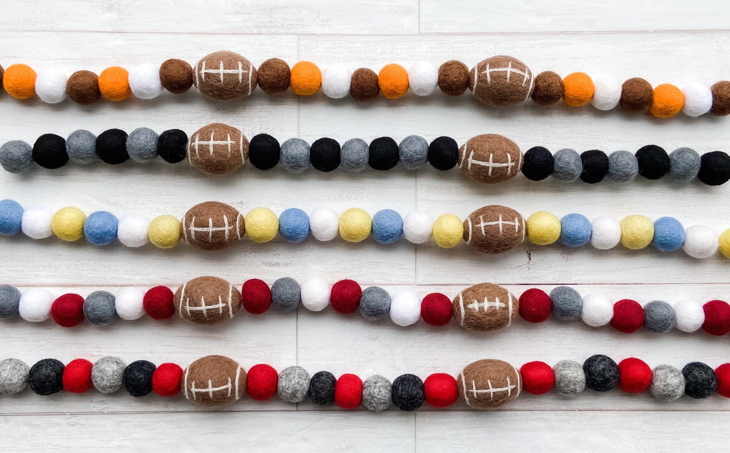 PREORDER Custom Football Felt Garland Pom Pom Garland Etsy