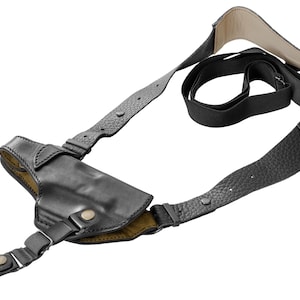 Shoulder and belt (OWB) leather holster for Glock