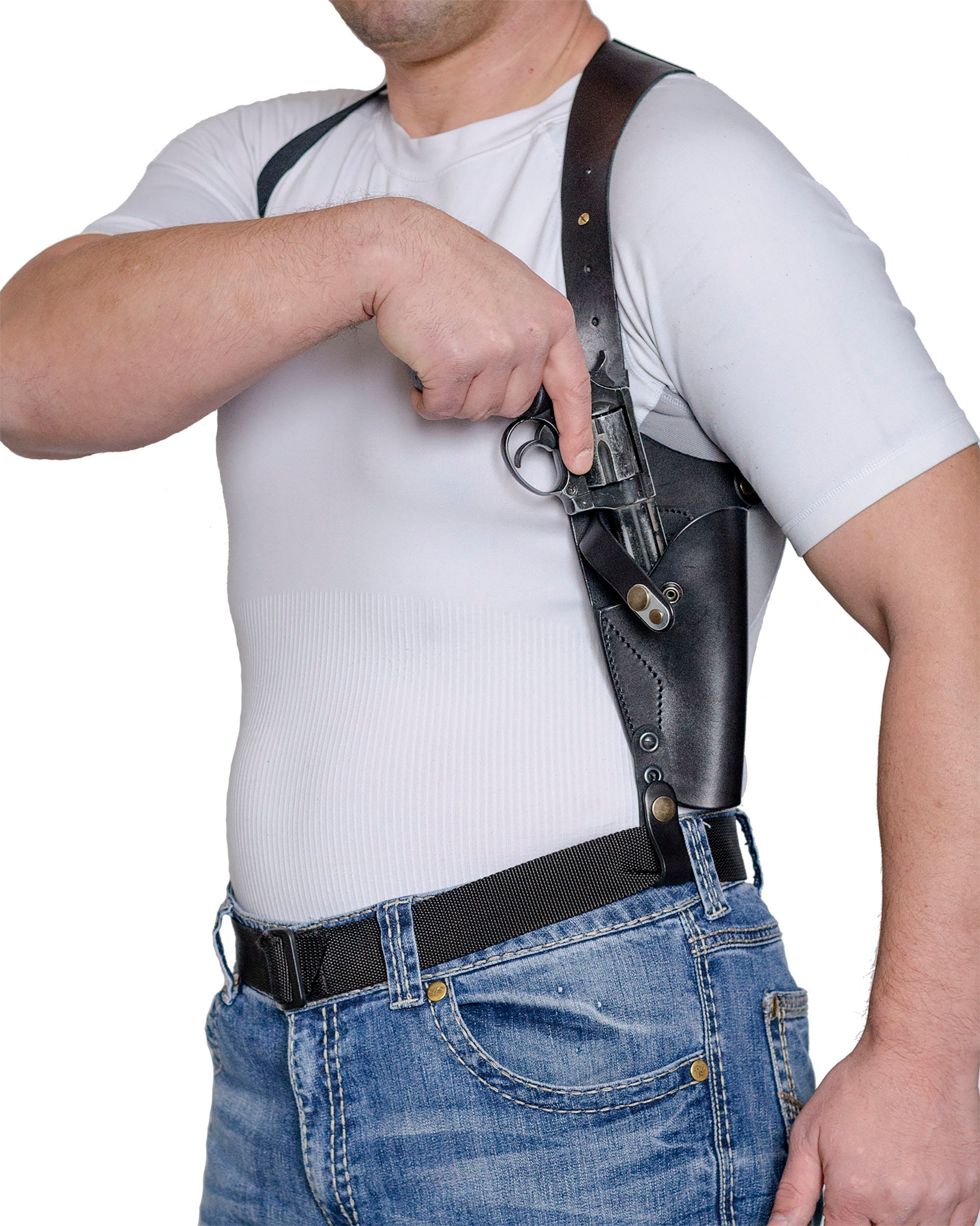 整備済 AGH 革製ショルダーホルスター リボルバー 6インチまで対応 左利き用 夏休み期間限定価格 整備済 AGH 革製ショルダーホルスター リボルバー