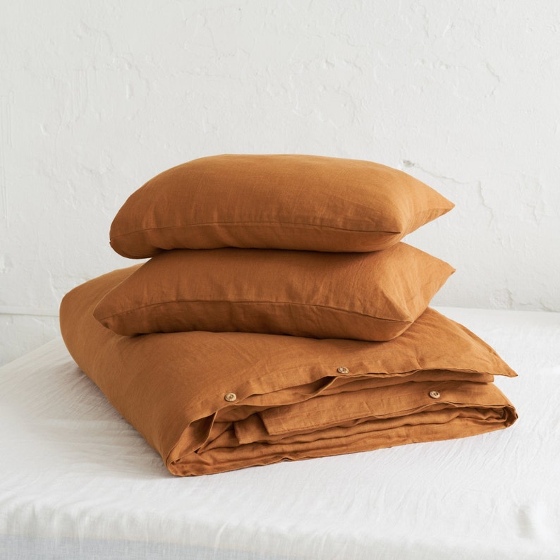 Cinnamon Linen Duvet Cover Set Comforter Cover With Pillow Etsy