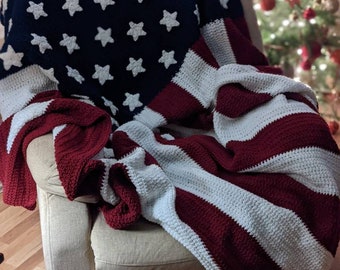 American Flag Crocheted Blanket