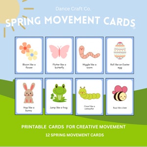 Carte movimento primaverile: carte movimento stampabili per la danza creativa