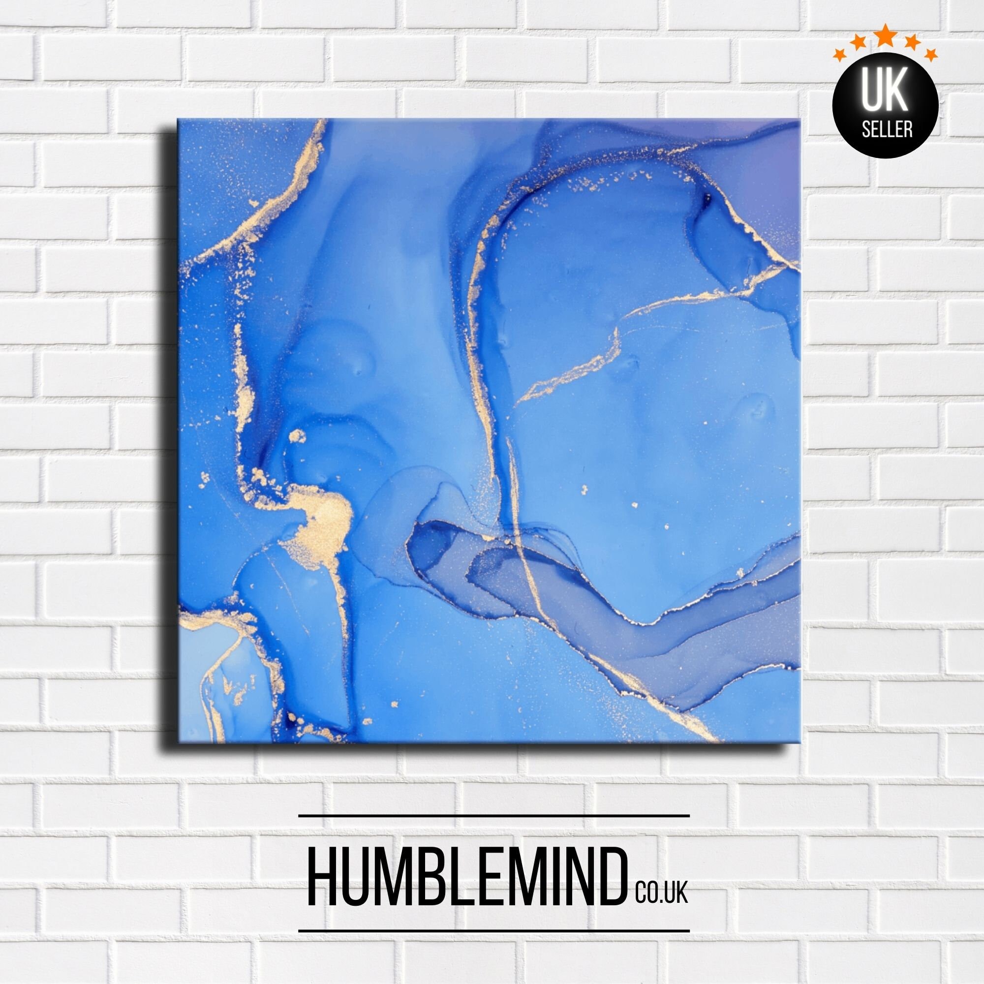 Blue and Gold Canvas Wall Art Abstract Canvas Wall Art Etsy